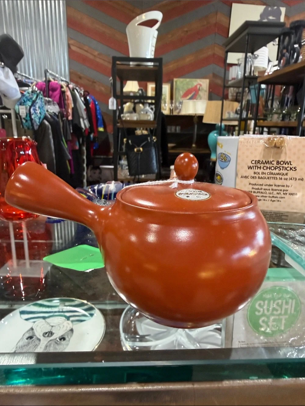 Iittala Terracotta Orange Ceramic Soup Pot with Handle